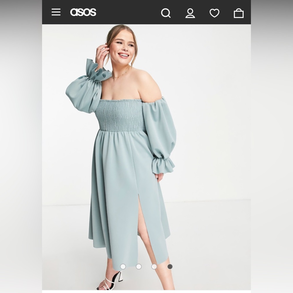 ASOS Women's Blue Off-Shoulder Dress